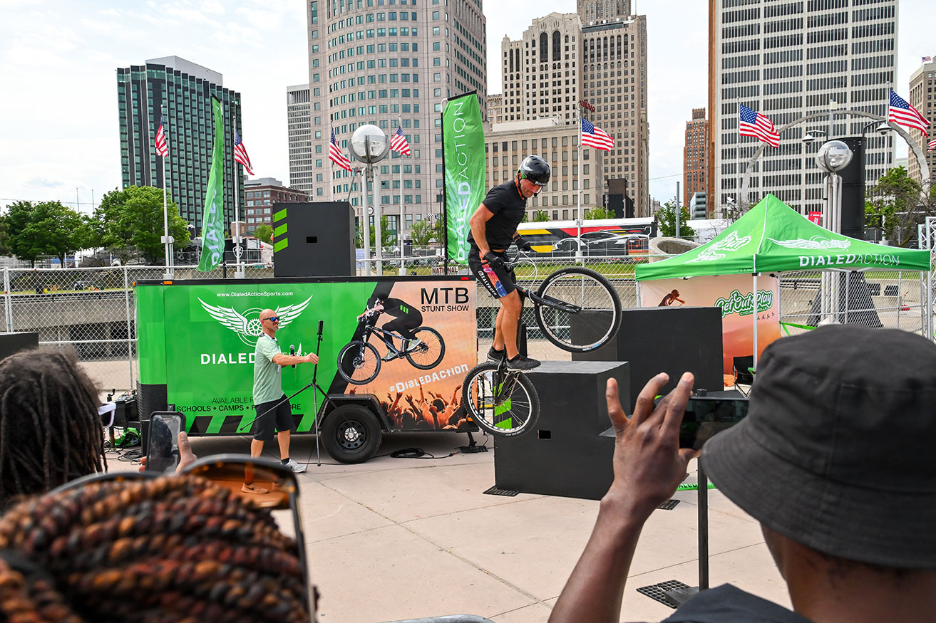 A display at the Detroit GP