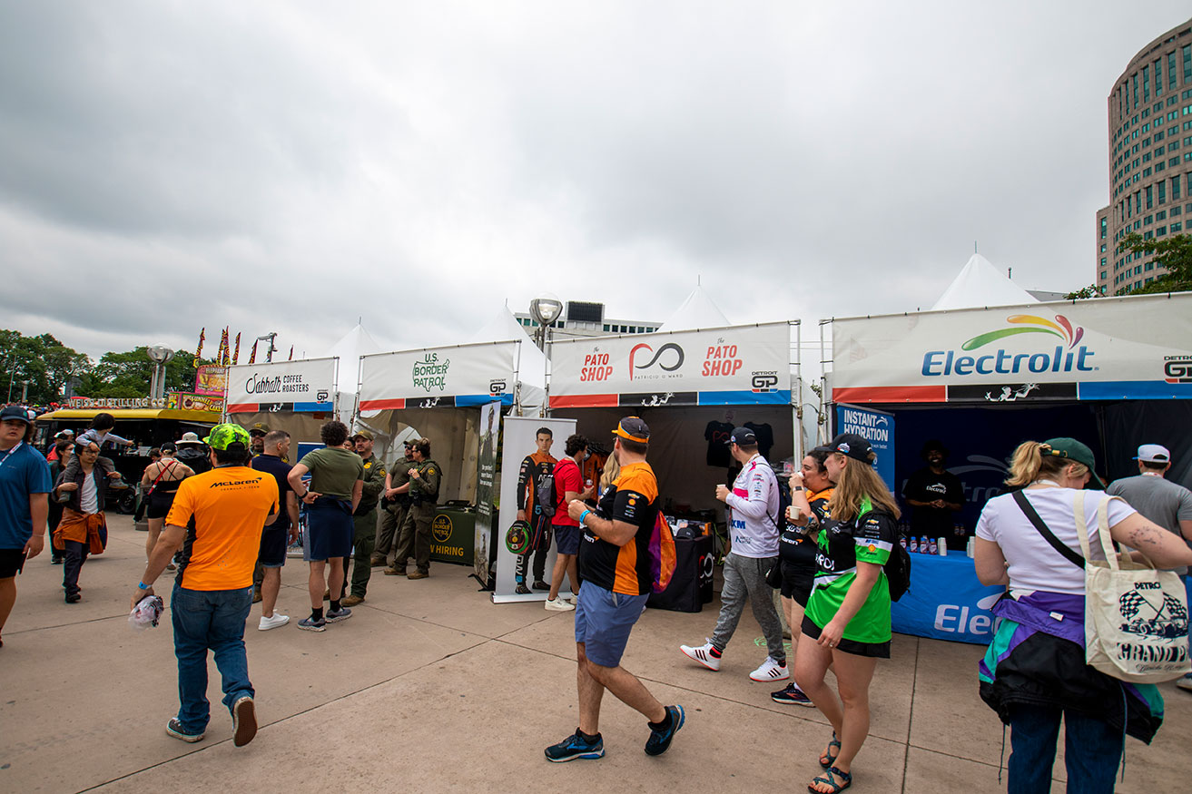 A display at the Detroit GP