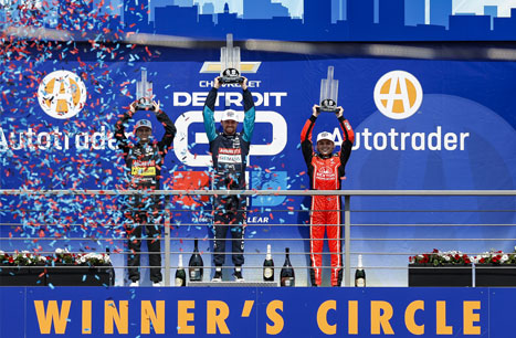 Kyle Kirkwood celebrates his victory.